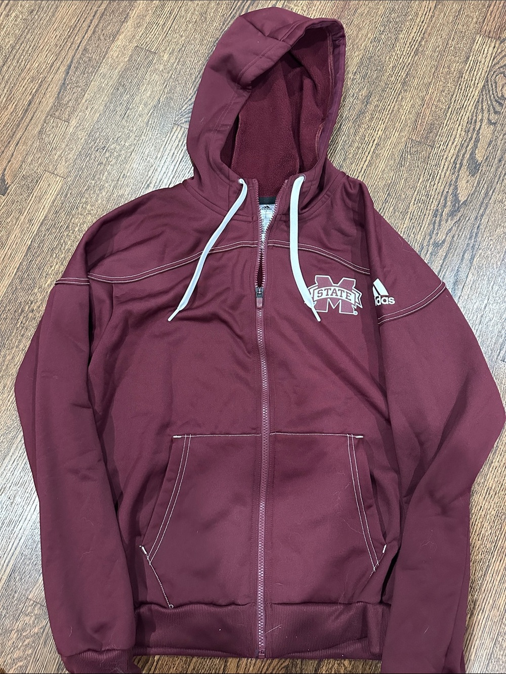 adidas Maroon Full-Zip Hooded Jacket
